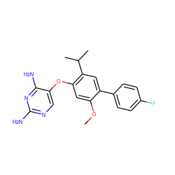 COc1cc(Oc2cnc(N)nc2N)c(C(C)C)cc1-c1ccc(F)cc1 ZINC000040954863