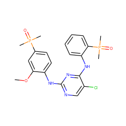 COc1cc(P(C)(C)=O)ccc1Nc1ncc(Cl)c(Nc2ccccc2P(C)(C)=O)n1 ZINC000137849441