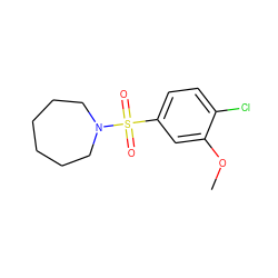 COc1cc(S(=O)(=O)N2CCCCCC2)ccc1Cl ZINC000000092923