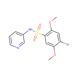 COc1cc(S(=O)(=O)Nc2cccnc2)c(OC)cc1Br ZINC000006706909