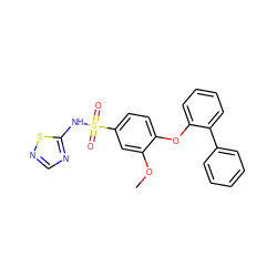 COc1cc(S(=O)(=O)Nc2ncns2)ccc1Oc1ccccc1-c1ccccc1 ZINC000095585305