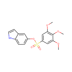 COc1cc(S(=O)(=O)Oc2ccc3[nH]ccc3c2)cc(OC)c1OC ZINC000027979199