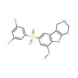 COc1cc(S(=O)(=O)c2cc(Cl)cc(Cl)c2)cc2c3c(oc12)CCNC3 ZINC000147514634