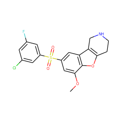 COc1cc(S(=O)(=O)c2cc(F)cc(Cl)c2)cc2c3c(oc12)CCNC3 ZINC000147588258