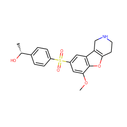 COc1cc(S(=O)(=O)c2ccc([C@@H](C)O)cc2)cc2c3c(oc12)CCNC3 ZINC000147530337