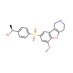COc1cc(S(=O)(=O)c2ccc([C@H](C)O)cc2)cc2c3c(oc12)CCNC3 ZINC000147530575