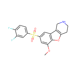 COc1cc(S(=O)(=O)c2ccc(F)c(F)c2)cc2c3c(oc12)CCNC3 ZINC000147593590