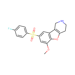 COc1cc(S(=O)(=O)c2ccc(F)cc2)cc2c3c(oc12)CCNC3 ZINC000147530111