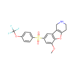 COc1cc(S(=O)(=O)c2ccc(OC(F)(F)F)cc2)cc2c3c(oc12)CCNC3 ZINC000147940660
