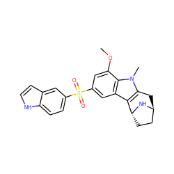 COc1cc(S(=O)(=O)c2ccc3[nH]ccc3c2)cc2c3c(n(C)c12)C[C@H]1CC[C@H]3N1 ZINC000100633111