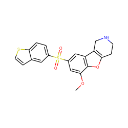 COc1cc(S(=O)(=O)c2ccc3sccc3c2)cc2c3c(oc12)CCNC3 ZINC000147537172