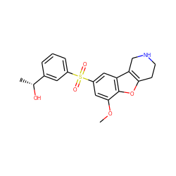 COc1cc(S(=O)(=O)c2cccc([C@@H](C)O)c2)cc2c3c(oc12)CCNC3 ZINC000147532605