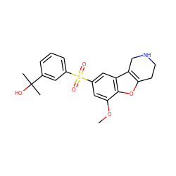 COc1cc(S(=O)(=O)c2cccc(C(C)(C)O)c2)cc2c3c(oc12)CCNC3 ZINC000147536949
