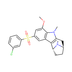 COc1cc(S(=O)(=O)c2cccc(Cl)c2)cc2c3c(n(C)c12)C[C@H]1CC[C@H]3N1C ZINC000100633379