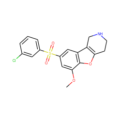 COc1cc(S(=O)(=O)c2cccc(Cl)c2)cc2c3c(oc12)CCNC3 ZINC000147556722