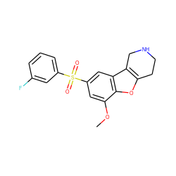 COc1cc(S(=O)(=O)c2cccc(F)c2)cc2c3c(oc12)CCNC3 ZINC000147535645