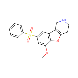 COc1cc(S(=O)(=O)c2ccccc2)cc2c3c(oc12)CCNC3 ZINC000143593762