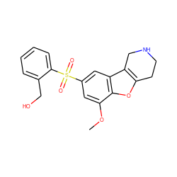 COc1cc(S(=O)(=O)c2ccccc2CO)cc2c3c(oc12)CCNC3 ZINC000147593125
