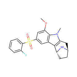 COc1cc(S(=O)(=O)c2ccccc2F)cc2c3c(n(C)c12)C[C@H]1CC[C@H]3N1 ZINC000100633349