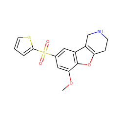 COc1cc(S(=O)(=O)c2cccs2)cc2c3c(oc12)CCNC3 ZINC000147514880