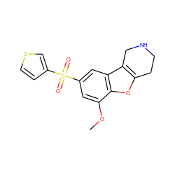 COc1cc(S(=O)(=O)c2ccsc2)cc2c3c(oc12)CCNC3 ZINC000147556282