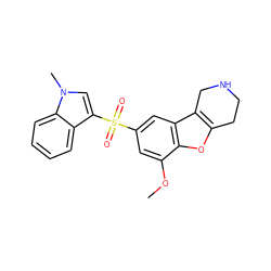 COc1cc(S(=O)(=O)c2cn(C)c3ccccc23)cc2c3c(oc12)CCNC3 ZINC000147537661