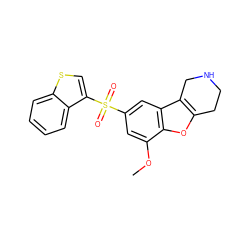 COc1cc(S(=O)(=O)c2csc3ccccc23)cc2c3c(oc12)CCNC3 ZINC000147537455