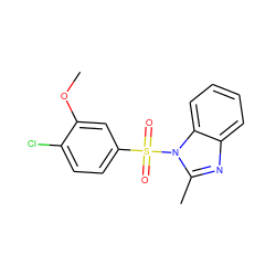 COc1cc(S(=O)(=O)n2c(C)nc3ccccc32)ccc1Cl ZINC000004136547