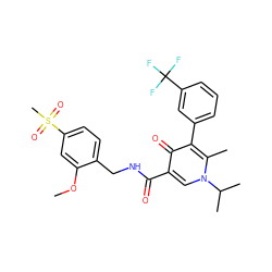 COc1cc(S(C)(=O)=O)ccc1CNC(=O)c1cn(C(C)C)c(C)c(-c2cccc(C(F)(F)F)c2)c1=O ZINC000148774347