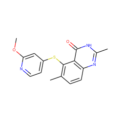 COc1cc(Sc2c(C)ccc3nc(C)[nH]c(=O)c23)ccn1 ZINC000013826175