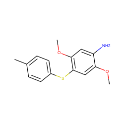 COc1cc(Sc2ccc(C)cc2)c(OC)cc1N ZINC000000501370