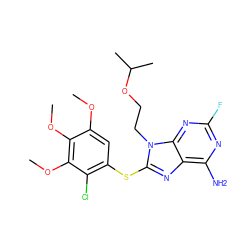 COc1cc(Sc2nc3c(N)nc(F)nc3n2CCOC(C)C)c(Cl)c(OC)c1OC ZINC000013642804