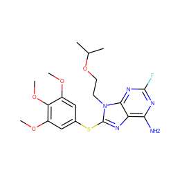 COc1cc(Sc2nc3c(N)nc(F)nc3n2CCOC(C)C)cc(OC)c1OC ZINC000013642795