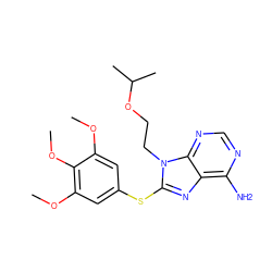 COc1cc(Sc2nc3c(N)ncnc3n2CCOC(C)C)cc(OC)c1OC ZINC000013642789