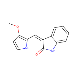 COc1cc[nH]c1/C=C1\C(=O)Nc2ccccc21 ZINC000013478419