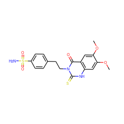 COc1cc2[nH]c(=S)n(CCc3ccc(S(N)(=O)=O)cc3)c(=O)c2cc1OC ZINC000002330918