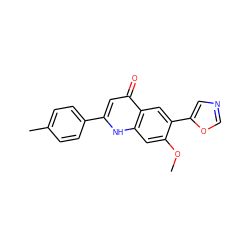 COc1cc2[nH]c(-c3ccc(C)cc3)cc(=O)c2cc1-c1cnco1 ZINC000013487588