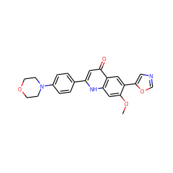 COc1cc2[nH]c(-c3ccc(N4CCOCC4)cc3)cc(=O)c2cc1-c1cnco1 ZINC000012354281