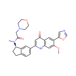 COc1cc2[nH]c(-c3ccc4c(c3)[C@H](N(C)C(=O)CN3CCOCC3)CC4)cc(=O)c2cc1-c1cnco1 ZINC000013487616