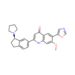 COc1cc2[nH]c(-c3ccc4c(c3)[C@H](N3CCCC3)CC4)cc(=O)c2cc1-c1cnco1 ZINC000012354293