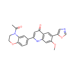 COc1cc2[nH]c(-c3ccc4c(c3)N(C(C)=O)CCO4)cc(=O)c2cc1-c1cnco1 ZINC000013487609