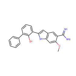 COc1cc2[nH]c(-c3cccc(-c4ccccc4)c3O)cc2cc1C(=N)N ZINC000013864743