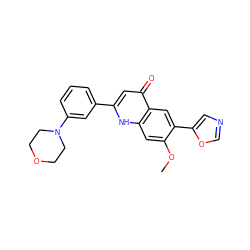 COc1cc2[nH]c(-c3cccc(N4CCOCC4)c3)cc(=O)c2cc1-c1cnco1 ZINC000013487596