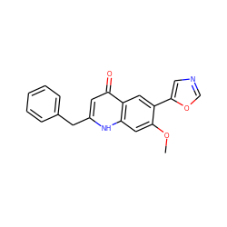 COc1cc2[nH]c(Cc3ccccc3)cc(=O)c2cc1-c1cnco1 ZINC000012354253