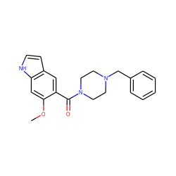 COc1cc2[nH]ccc2cc1C(=O)N1CCN(Cc2ccccc2)CC1 ZINC000013538751