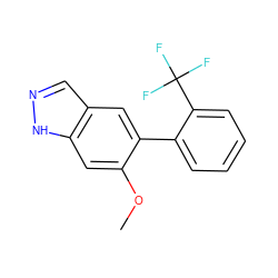 COc1cc2[nH]ncc2cc1-c1ccccc1C(F)(F)F ZINC000169326331