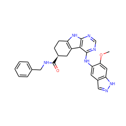 COc1cc2[nH]ncc2cc1Nc1ncnc2[nH]c3c(c12)C[C@@H](C(=O)NCc1ccccc1)CC3 ZINC000207207061