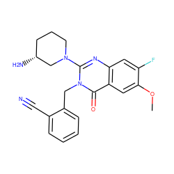 COc1cc2c(=O)n(Cc3ccccc3C#N)c(N3CCC[C@@H](N)C3)nc2cc1F ZINC000014961083