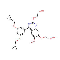 COc1cc2c(-c3cc(OCC4CC4)cc(OCC4CC4)c3)nc(OCCO)nc2cc1OCCO ZINC000026736103