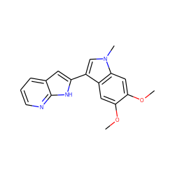 COc1cc2c(-c3cc4cccnc4[nH]3)cn(C)c2cc1OC ZINC000071318608